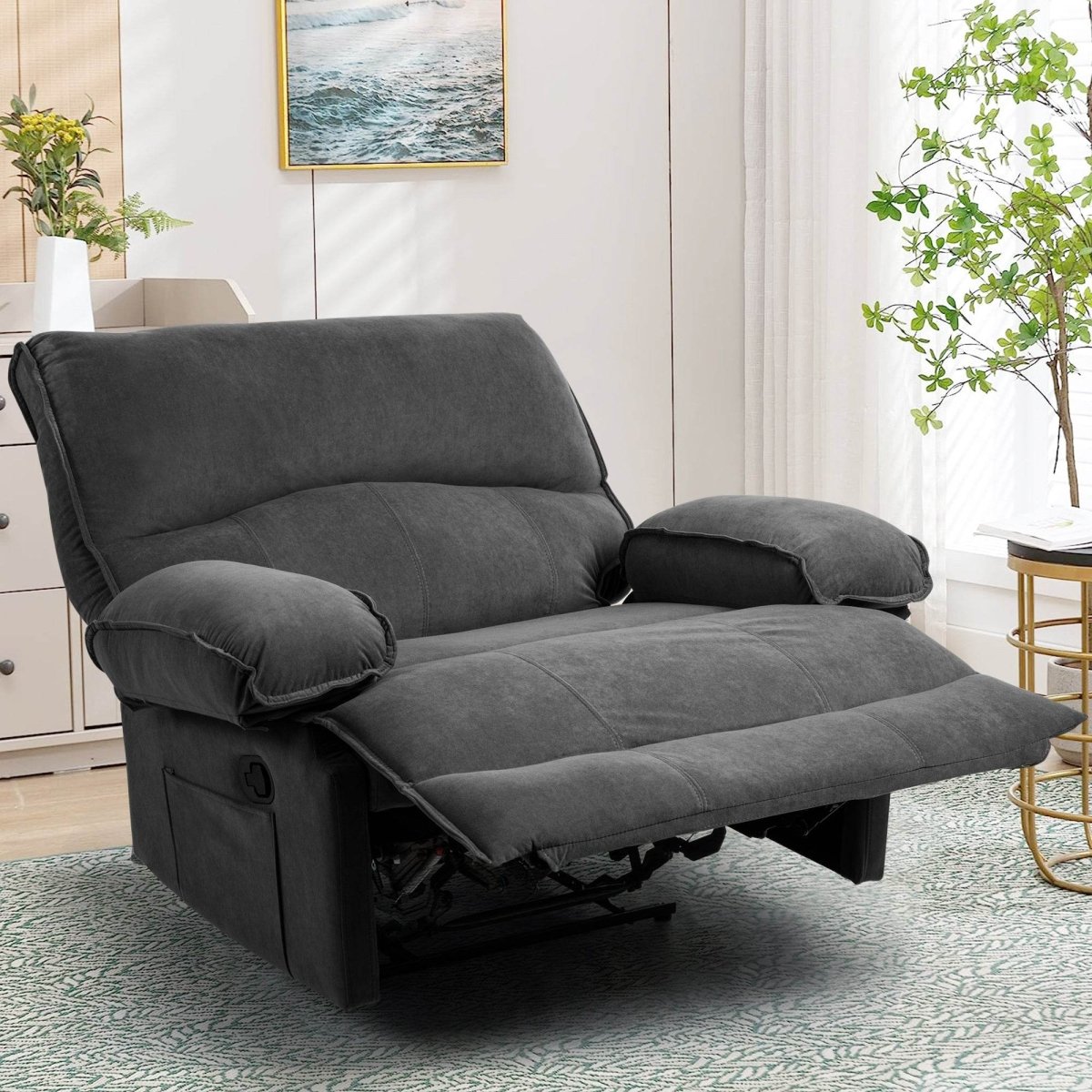 Oversized Manual Push - Back Velvet Massage Recliner Chair - Serenova - Omega Lifestyles