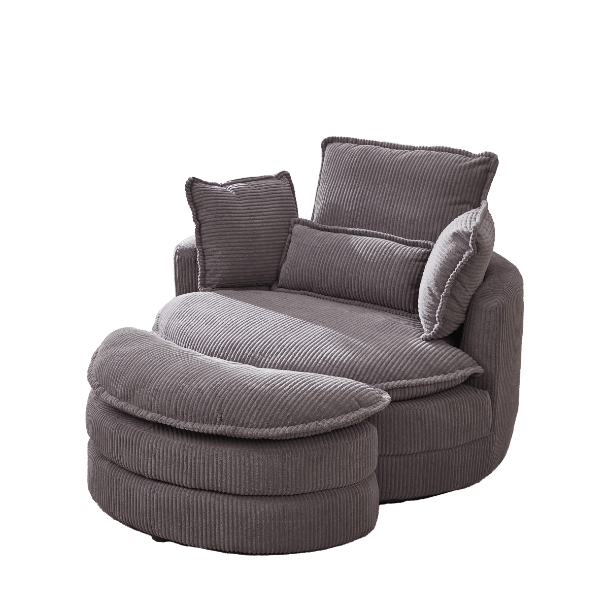 Oversized Modern Corduroy Swivel Chair With Ottoman - Sleep Galleria