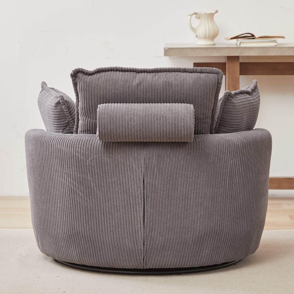 Oversized Modern Corduroy Swivel Chair With Ottoman - Sleep Galleria