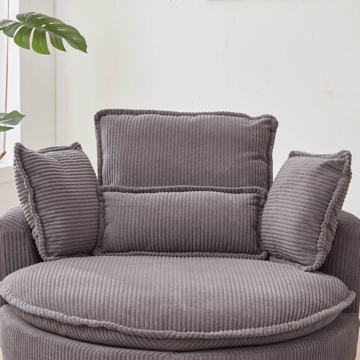 Oversized Modern Corduroy Swivel Chair With Ottoman - Sleep Galleria