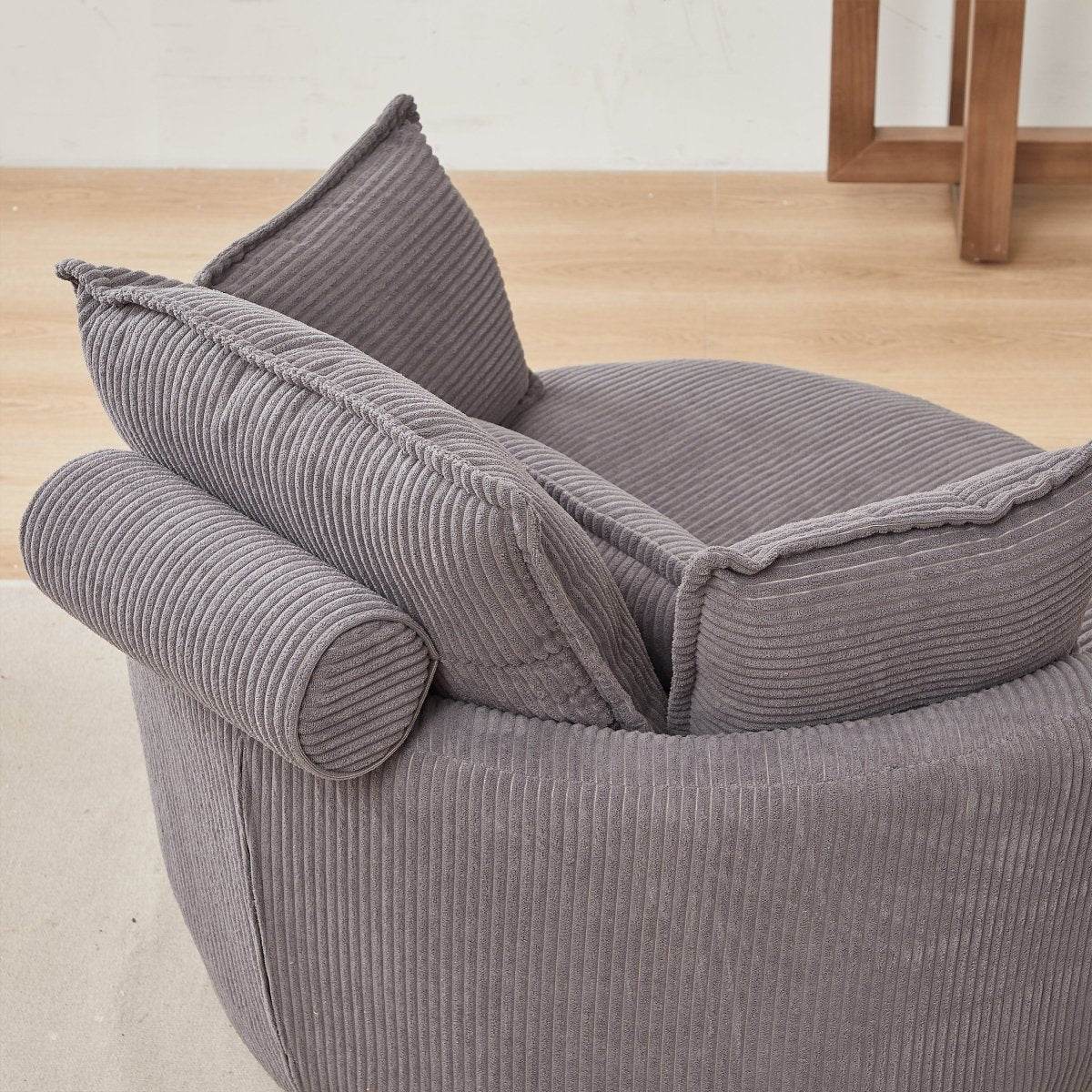 Oversized Modern Corduroy Swivel Chair With Ottoman - Sleep Galleria