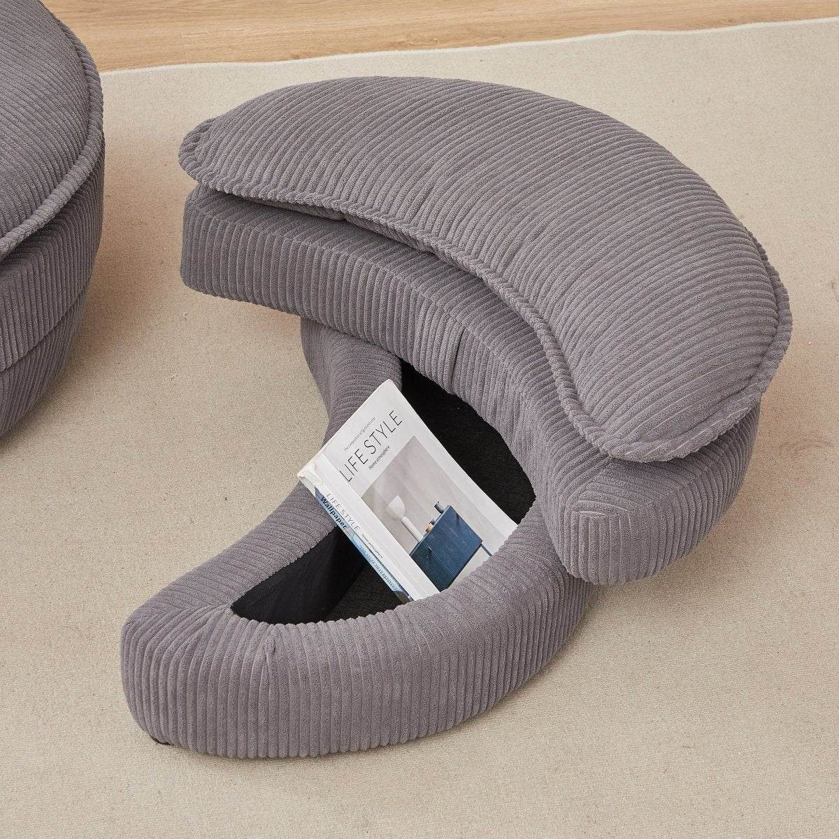 Oversized Modern Corduroy Swivel Chair With Ottoman - Sleep Galleria