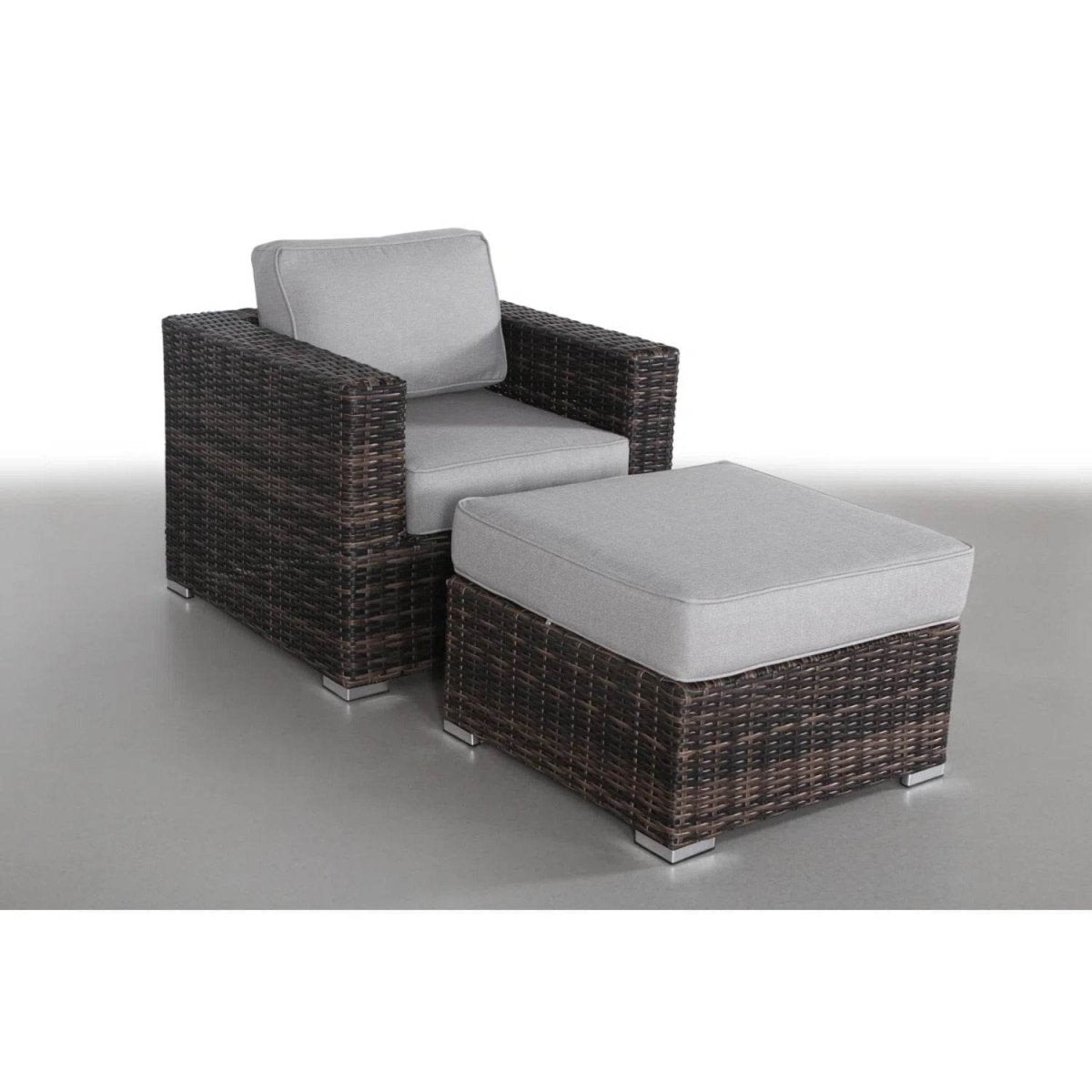 Oversized Weather - Resistant Wicker Armchair With Ottoman - Serenova - Omega Lifestyles