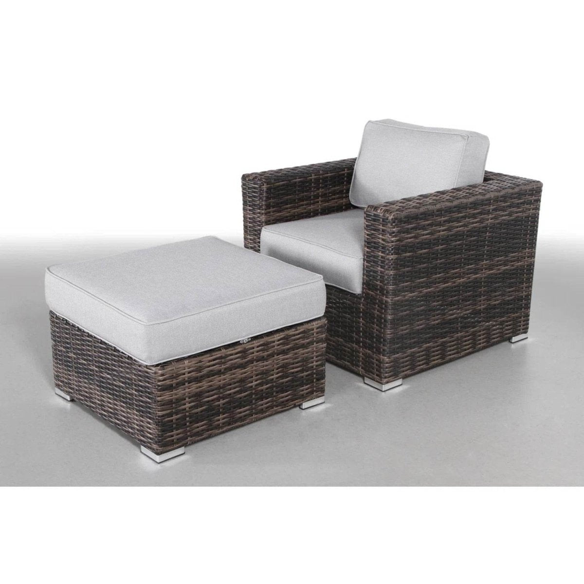 Oversized Weather - Resistant Wicker Armchair With Ottoman - Serenova - Omega Lifestyles