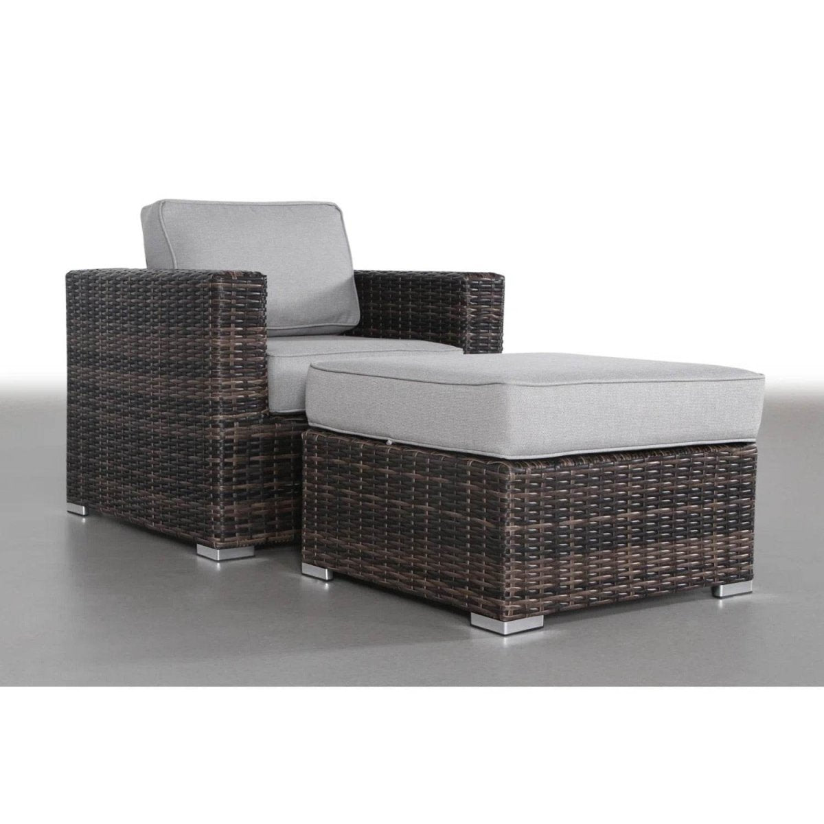 Oversized Weather - Resistant Wicker Armchair With Ottoman - Serenova - Omega Lifestyles