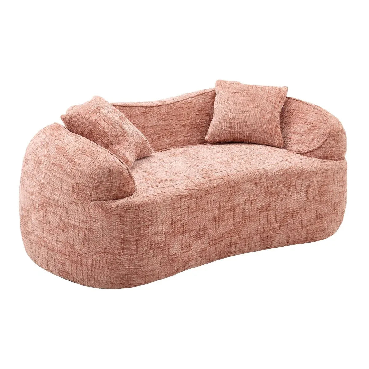 Pink Chenille Foam Spring Two-Seater Sofa With Pillows - Omega Lifestyles