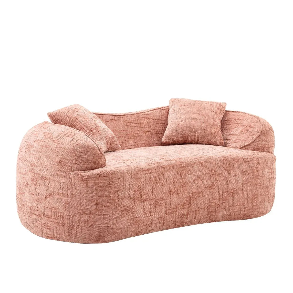 Pink Chenille Foam Spring Two-Seater Sofa With Pillows - Omega Lifestyles