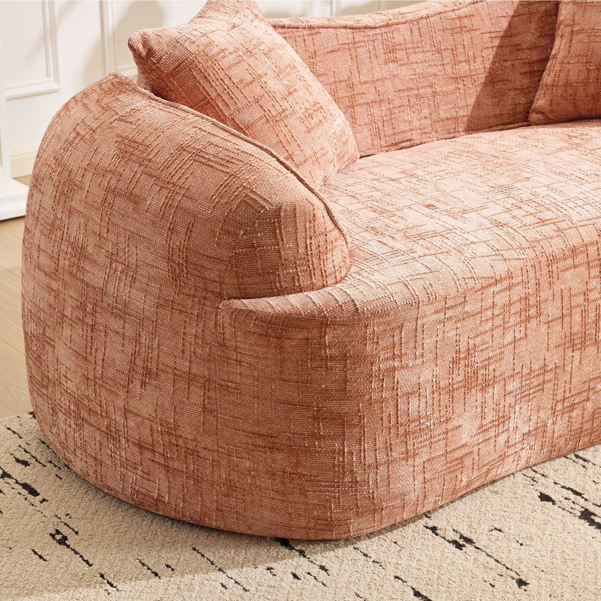 Pink Chenille Foam Spring Two-Seater Sofa With Pillows - Omega Lifestyles