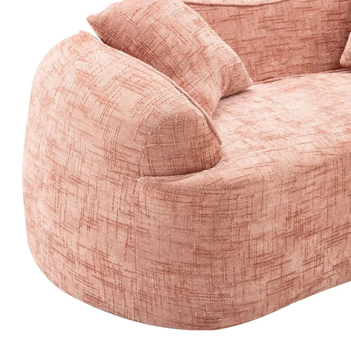 Pink Chenille Foam Spring Two-Seater Sofa With Pillows - Omega Lifestyles