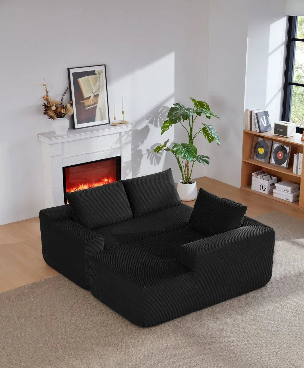 Plush Corduroy Modular Sectional Sofa With Chaise - Omega Lifestyles