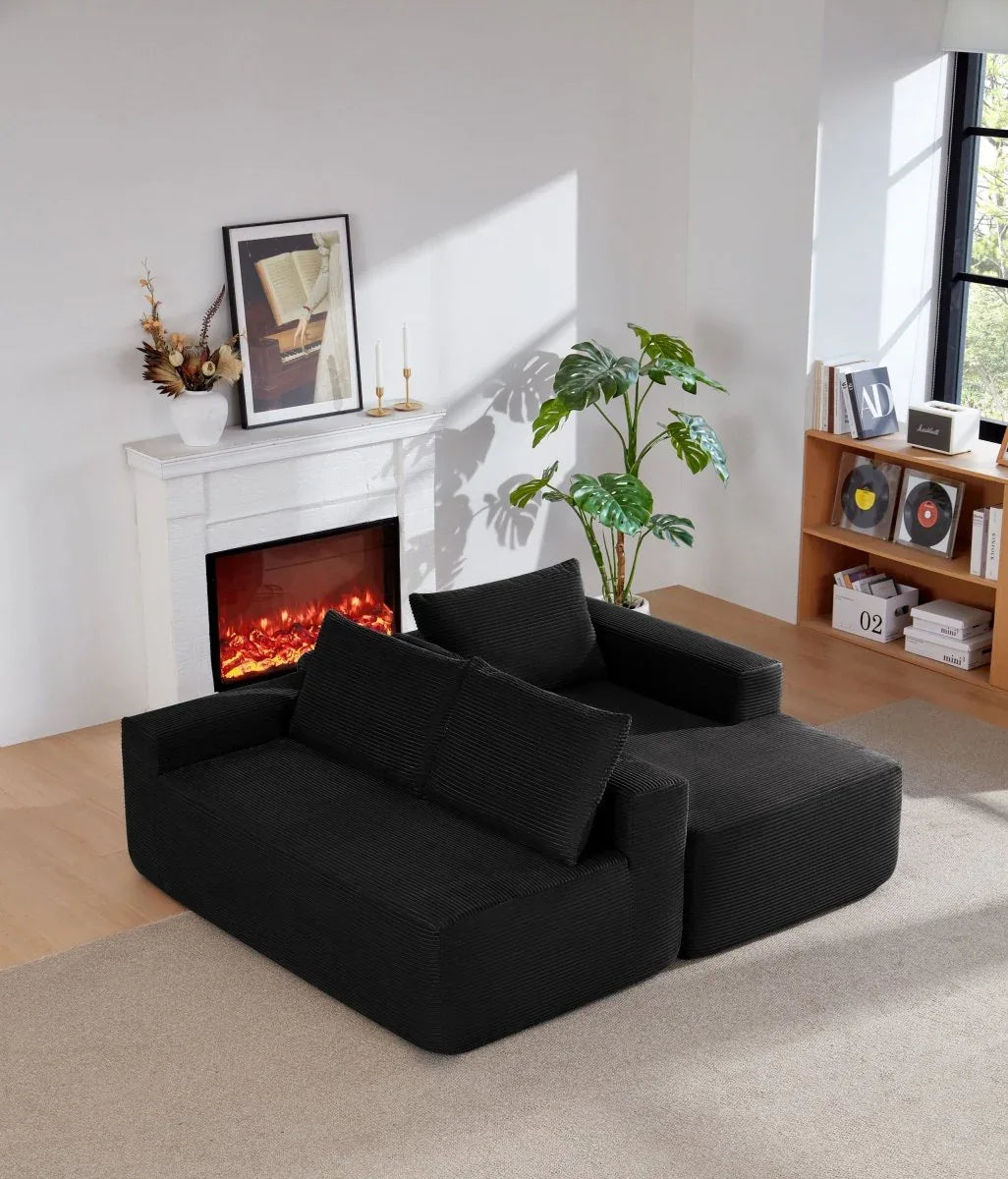 Plush Corduroy Modular Sectional Sofa With Chaise - Omega Lifestyles