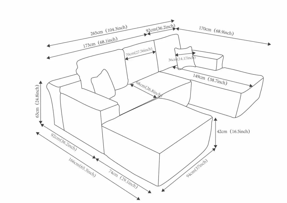 Plush Corduroy Modular Sectional Sofa With Chaise - Omega Lifestyles