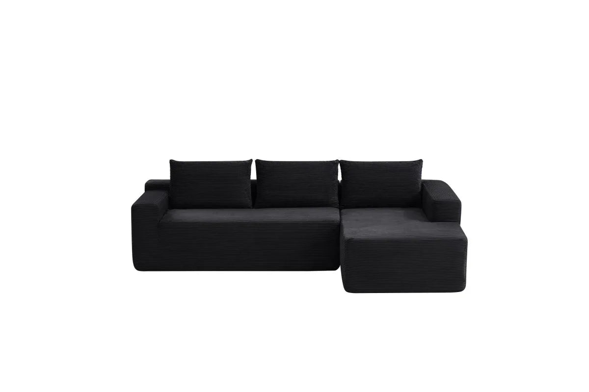 Plush Corduroy Modular Sectional Sofa With Chaise - Omega Lifestyles