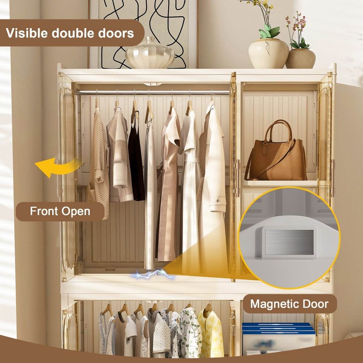 Portable Children’s Wardrobe Closet Storage Organizer With Casters - Sleep Galleria