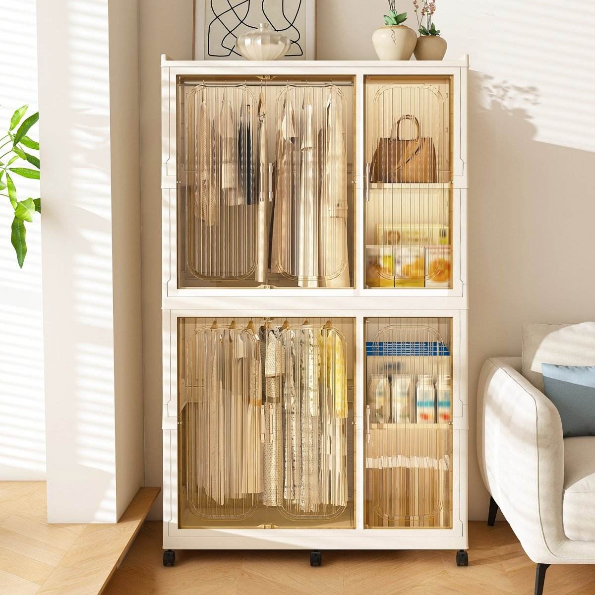 Portable Children’s Wardrobe Closet Storage Organizer With Casters - Sleep Galleria