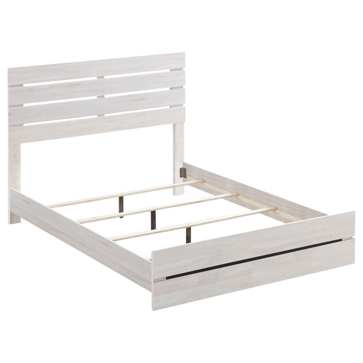 Queen Coastal White Wood Slatted Panel Bed Frame - Serenova - Omega Lifestyles