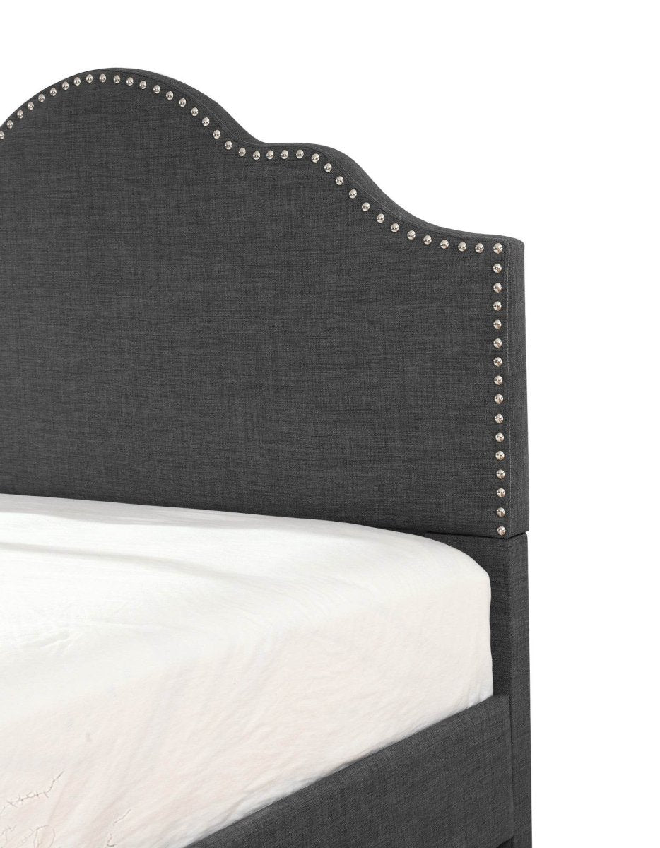Queen Gray Solid Wood Upholstered Bed Frame - Serenova - Omega Lifestyles