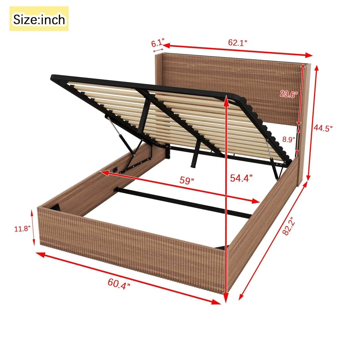 Queen Lift Storage Bed Frame With Gas Lift Mechanism - Serenova - Omega Lifestyles