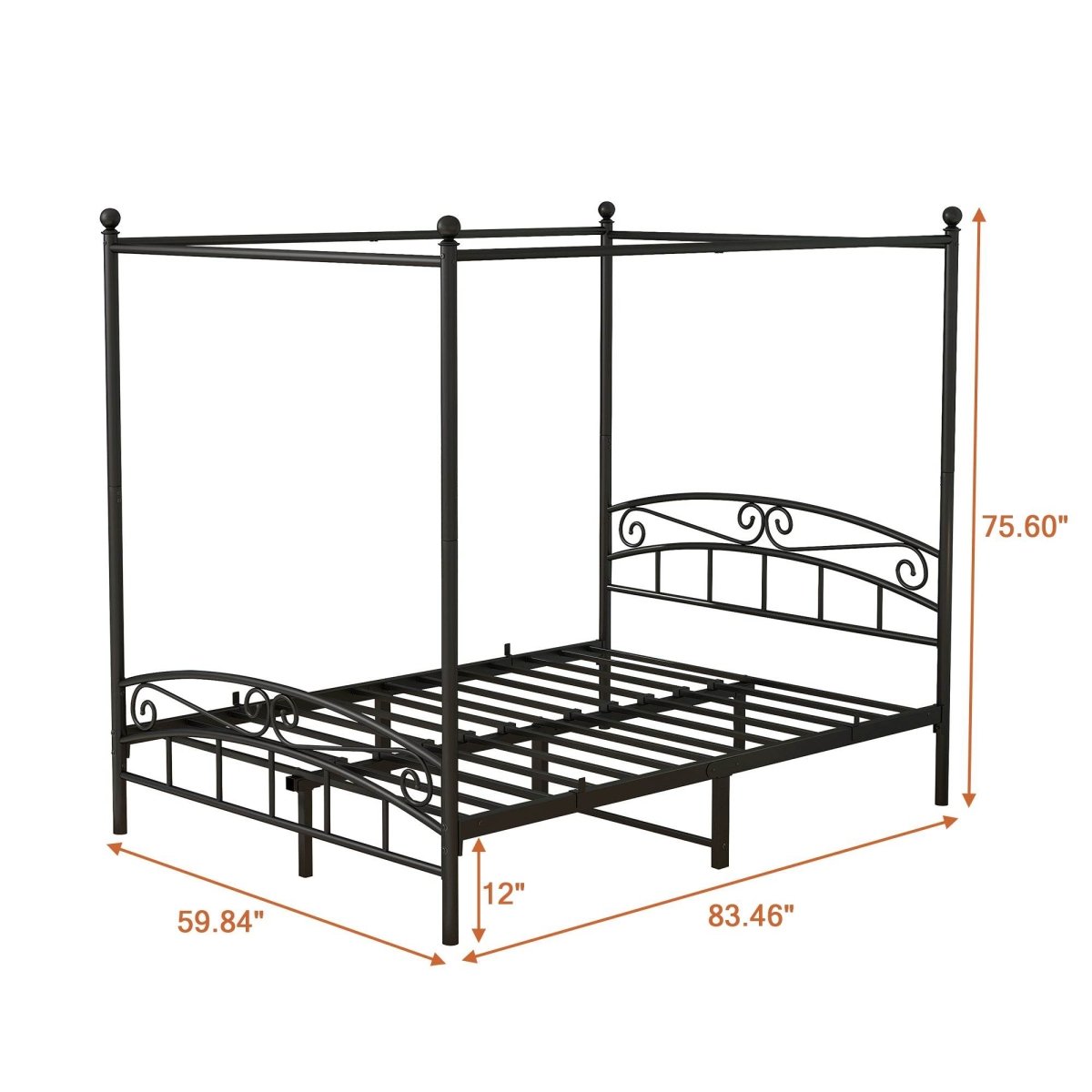 Queen Metal Canopy Bed Frame With Headboard And Footboard - Serenova - Omega Lifestyles