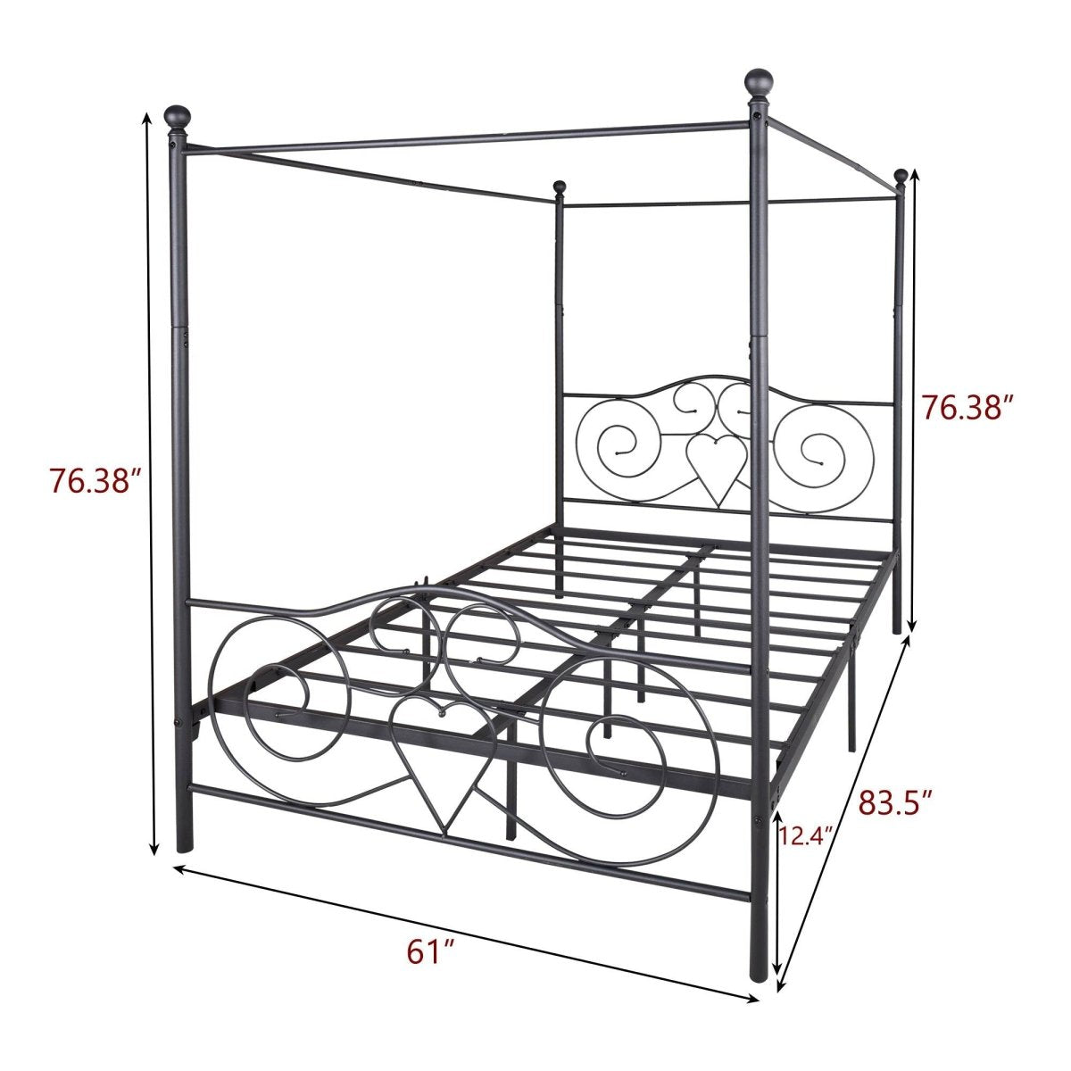 Queen Metal Canopy Bed Frame With Vintage Headboard - Serenova - Omega Lifestyles