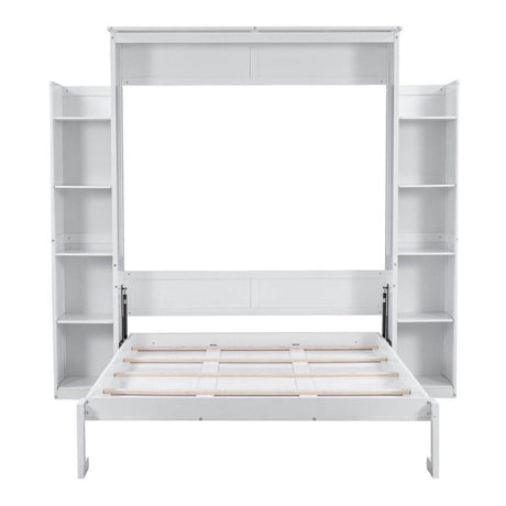 Queen Murphy Wall Bed With Shelves And LED Lights - Sleep Galleria