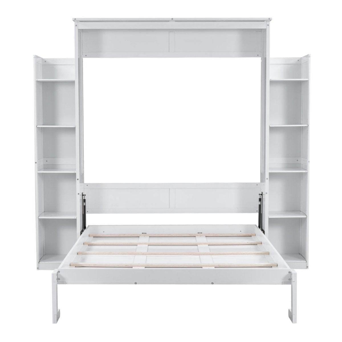 Queen Murphy Wall Bed With Shelves And LED Lights - Sleep Galleria
