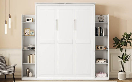 Queen Murphy Wall Bed With Shelves And LED Lights - Sleep Galleria