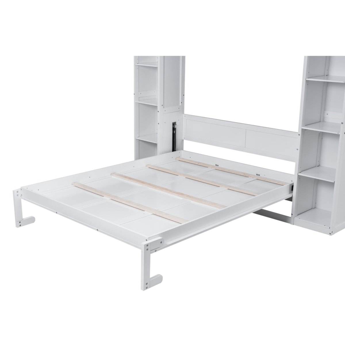 Queen Murphy Wall Bed With Shelves And LED Lights - Sleep Galleria