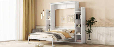 Queen Murphy Wall Bed With Shelves And LED Lights - Sleep Galleria