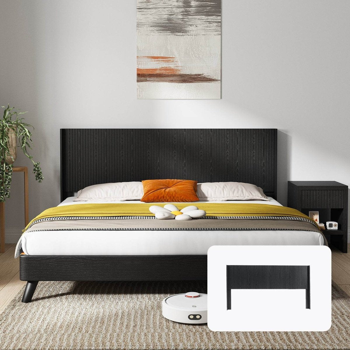 Queen Solid Wood Modern Farmhouse Fluted Panel Headboard - Serenova - Omega Lifestyles