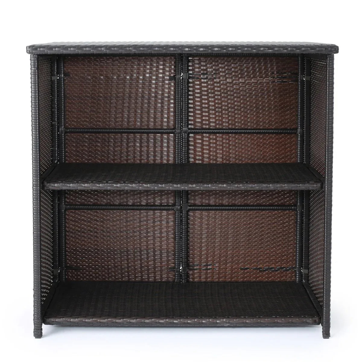 Rattan Brown Multi Bar Island With Stools and Storage - Omega Lifestyles
