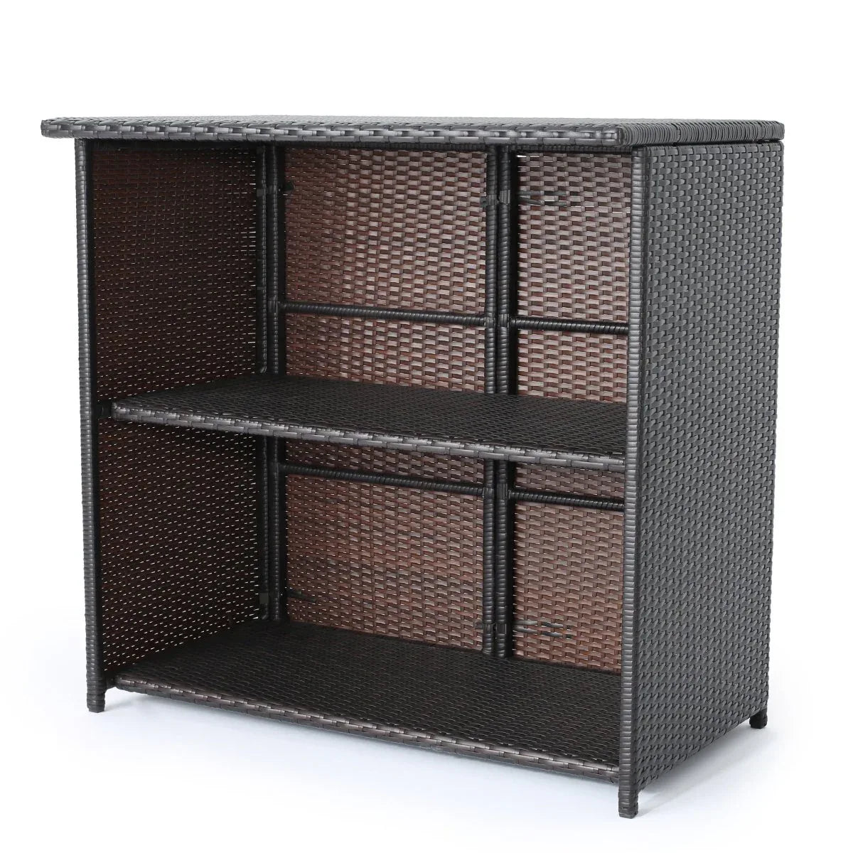 Rattan Brown Multi Bar Island With Stools and Storage - Omega Lifestyles