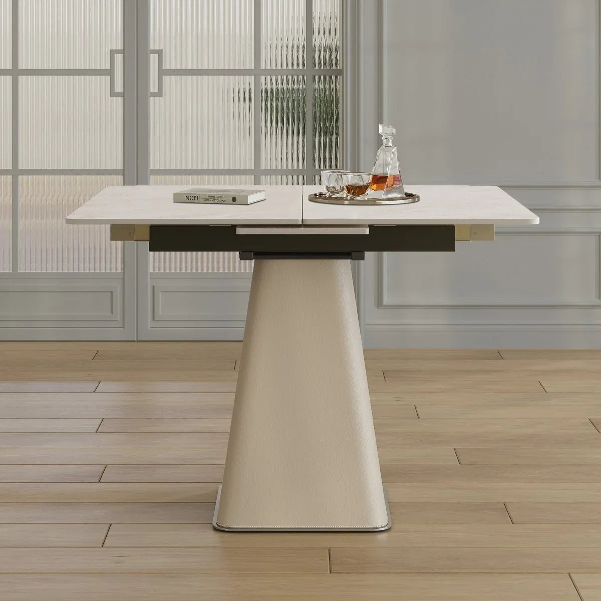 Retractable Rock Slab Expandable Square Dining Table - Omega Lifestyles