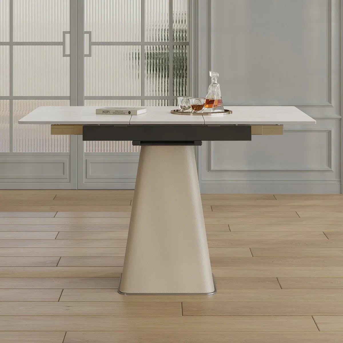 Retractable Rock Slab Expandable Square Dining Table - Omega Lifestyles