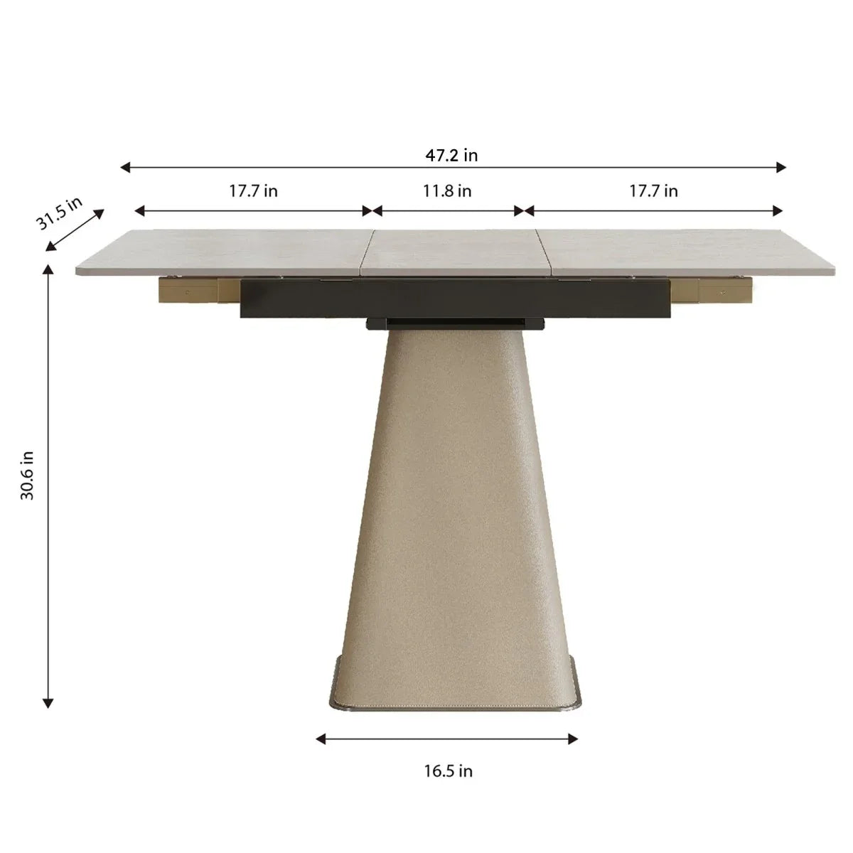 Retractable Rock Slab Expandable Square Dining Table - Omega Lifestyles