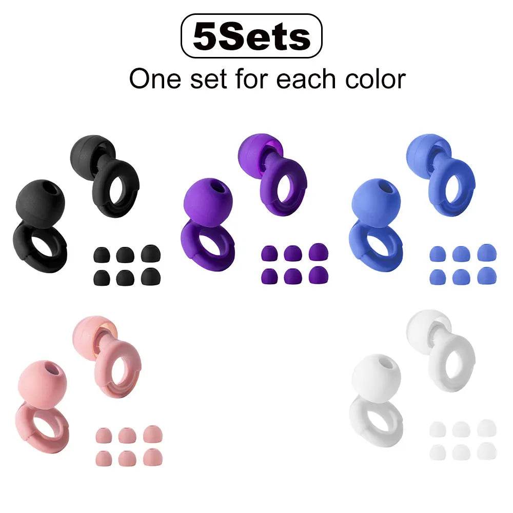 Reusable Soft Silicone Noise Reduction Earplugs Set - Sleep Galleria