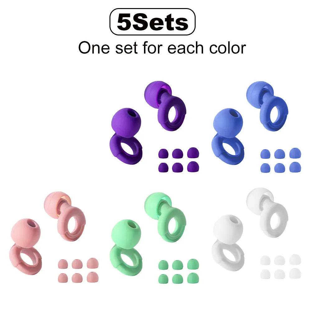 Reusable Soft Silicone Noise Reduction Earplugs Set - Sleep Galleria