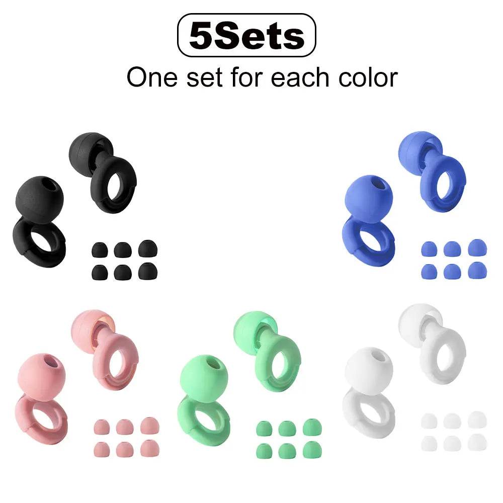 Reusable Soft Silicone Noise Reduction Earplugs Set - Sleep Galleria