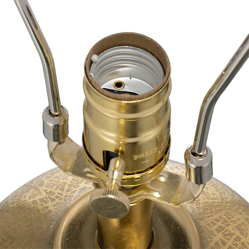 Round Aluminum Gold Table Lamp With White Fabric Shade - Sleep Galleria