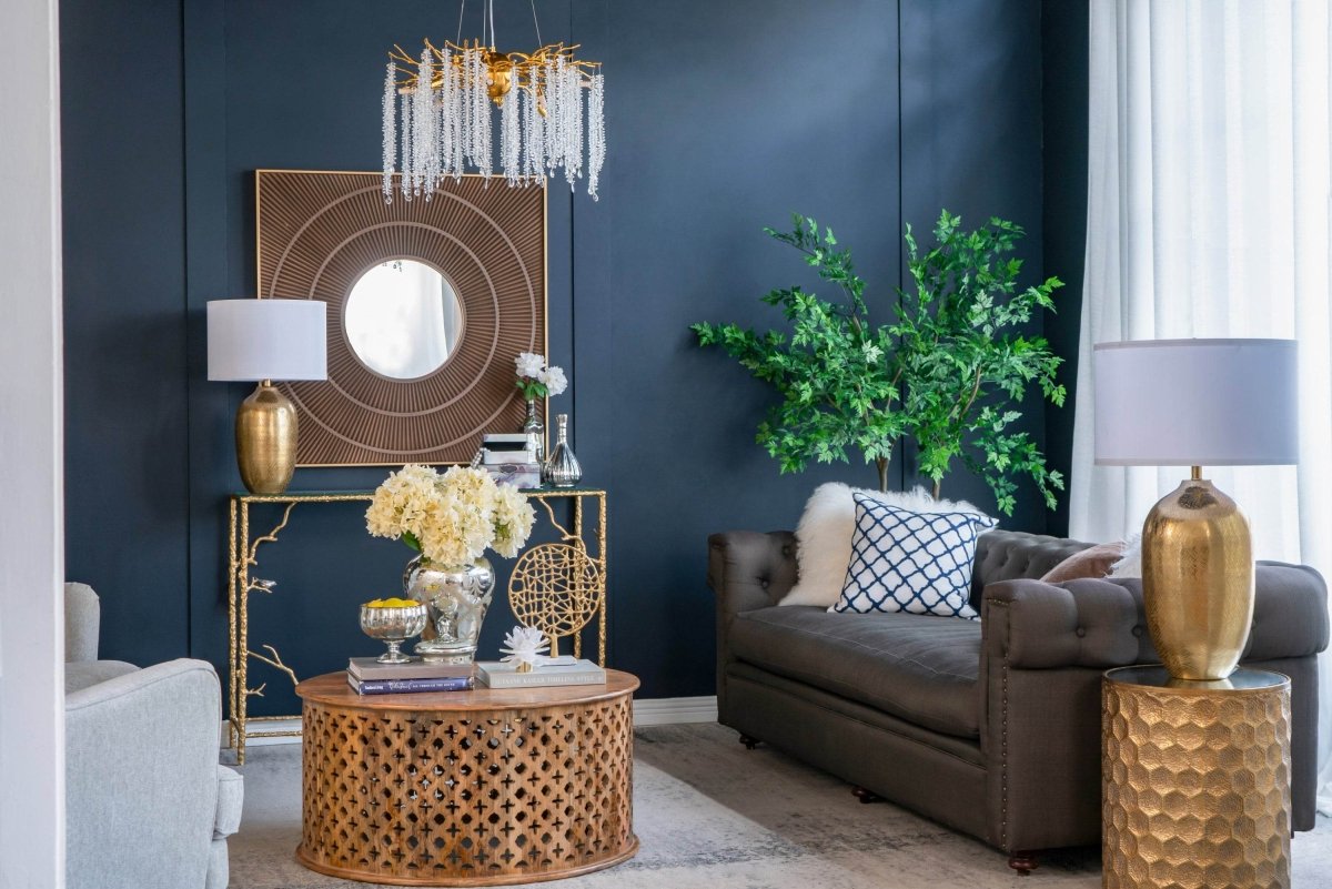 Round Aluminum Gold Table Lamp With White Fabric Shade - Sleep Galleria