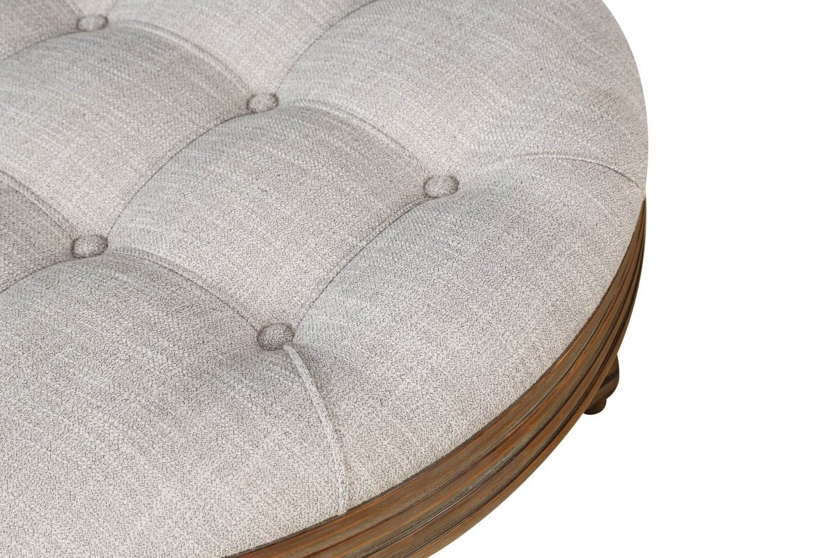 Round Tufted Storage Ottoman Coffee Table With Waterproof Top - Sleep Galleria