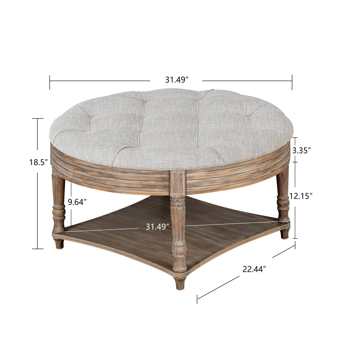 Round Tufted Storage Ottoman Coffee Table With Waterproof Top - Sleep Galleria