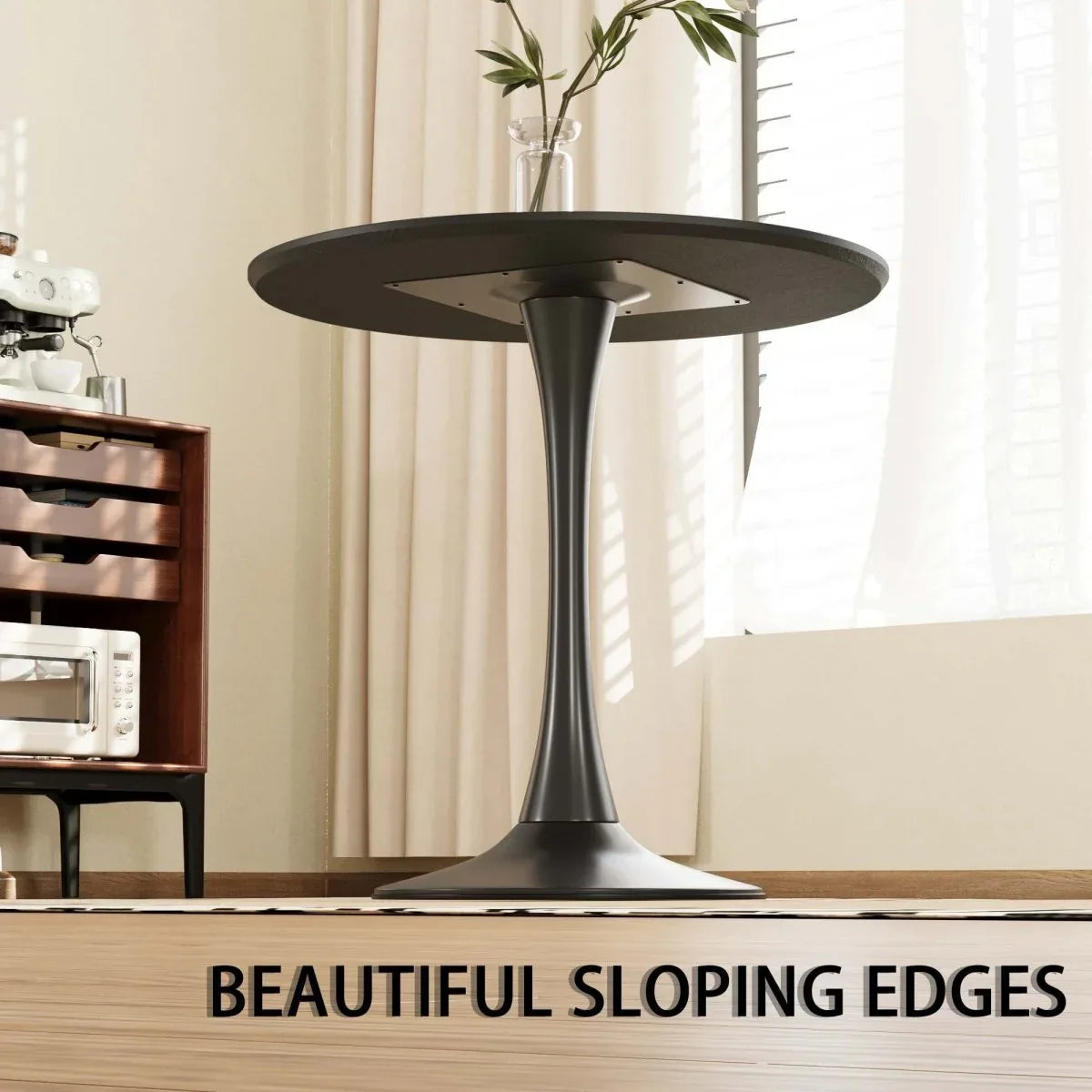 Round Tulip Dining Table With 2 Cushioned PU Chairs Set - Omega Lifestyles