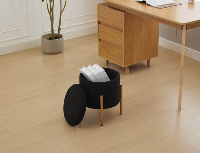Round Upholstered Storage Ottoman With Removable Lid - Omega Lifestyles