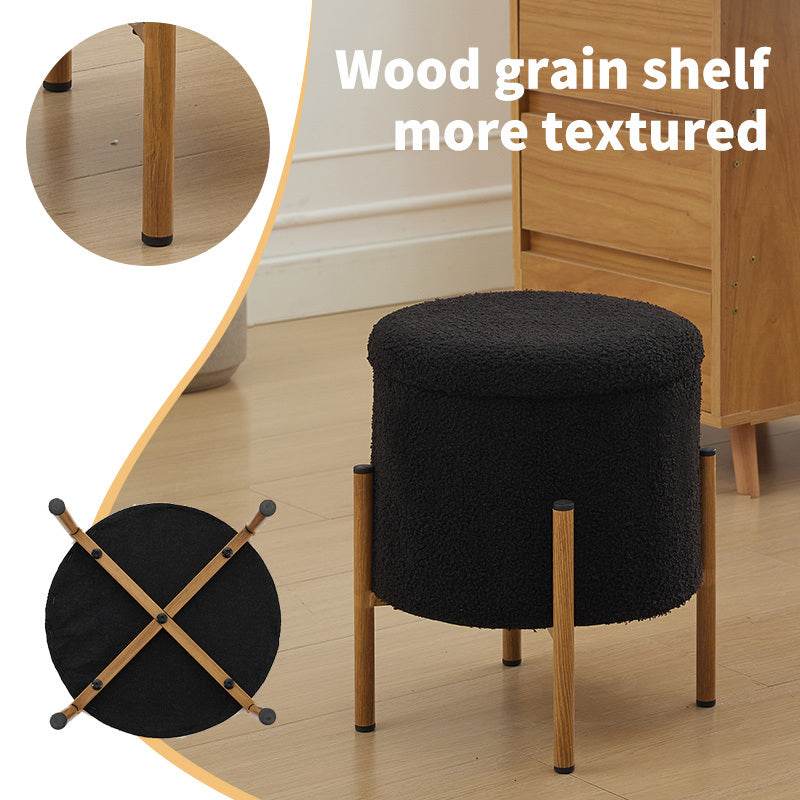 Round Upholstered Storage Ottoman With Removable Lid - Omega Lifestyles