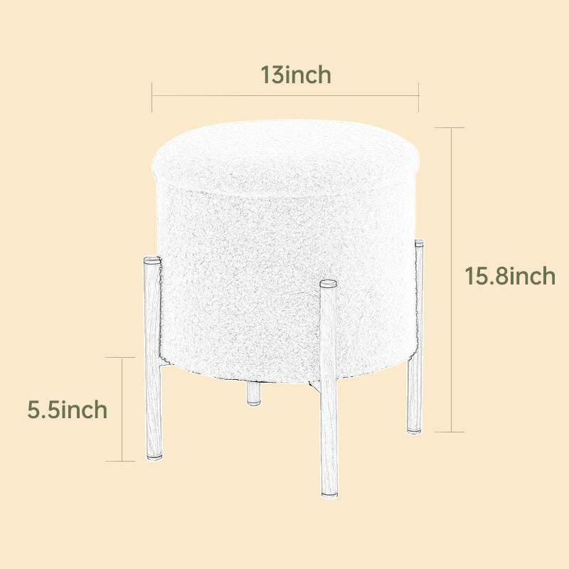 Round Upholstered Storage Ottoman With Removable Lid - Omega Lifestyles