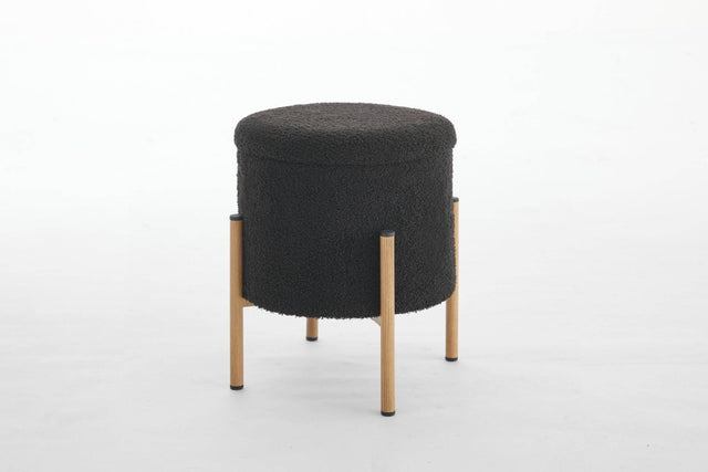 Round Upholstered Storage Ottoman With Removable Lid - Omega Lifestyles