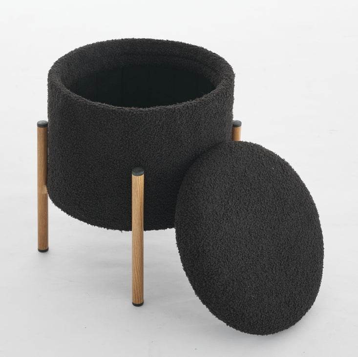 Round Upholstered Storage Ottoman With Removable Lid - Omega Lifestyles