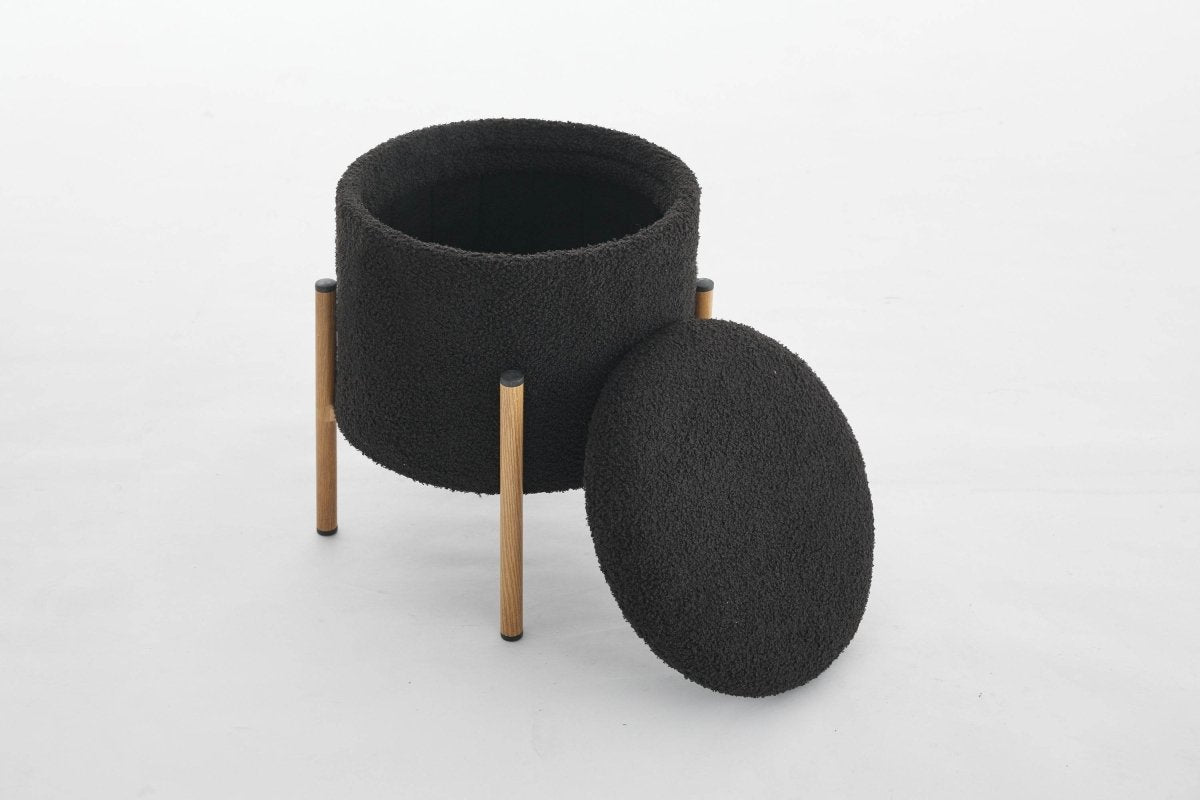 Round Upholstered Storage Ottoman With Removable Lid - Omega Lifestyles