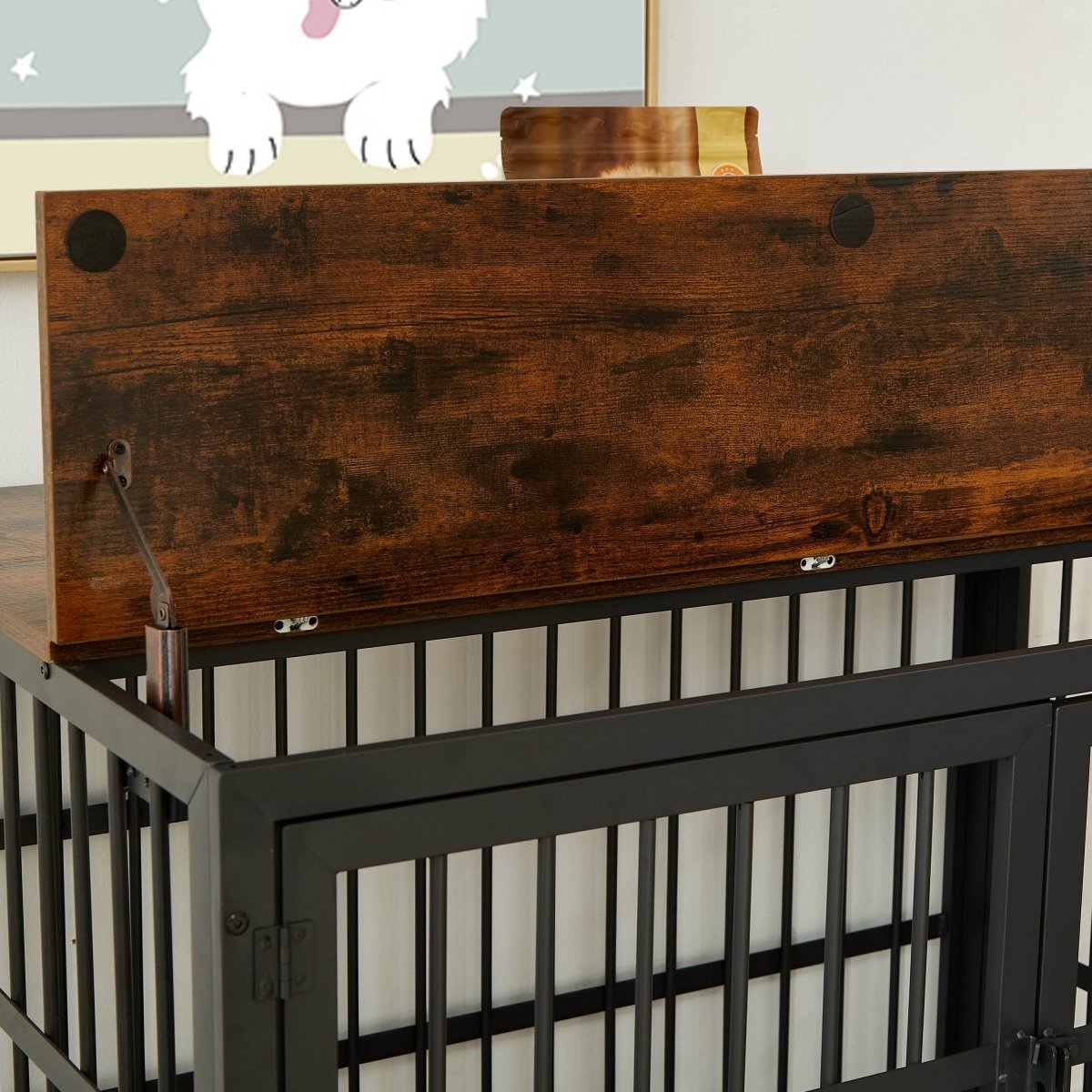 Rustic Brown Furniture Style Dog Crate With Wheels - Sleep Galleria
